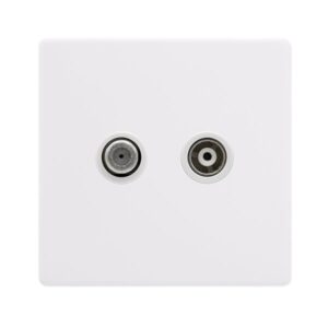 Click Definity Complete Isolated Satellite & Isolated Coaxial Outlet- Polar White Cover Plate Polar White Insert