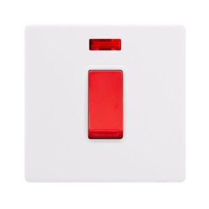 Click Definity Complete 50A 1 Gang Double Pole Switch With Neon Polar White Cover Plate Polar White Insert