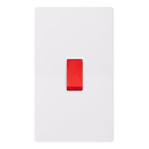 Click Definity Complete 50A 2 Gang Double Pole Switch Polar White Cover Plate Polar White Insert