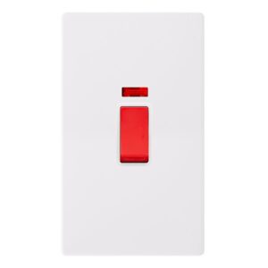 Click Definity Complete 50A 2 Gang Double Pole Switch With Neon Polar White Cover Plate Polar White Insert