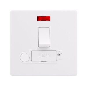 Click Definity Complete 13A Switched Lockable Connection Unit With Neon & Optional Flex Outlet Polar White Cover Plate Polar White Insert