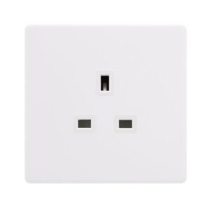 Click Definity Complete 13A 1 Gang Unswitched Socket Polar White Cover Plate Polar White Insert