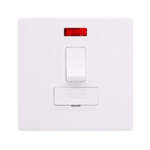 Click Definity Complete 13A Switched Fused Connection Unit With Neon Polar White Cover Plate Polar White Insert