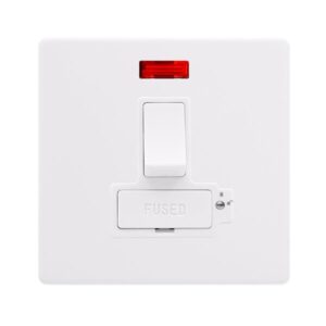 Click Definity Complete 13A Lockable Switched Fused Connection Unit With Neon Polar White Cover Plate Polar White Insert