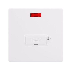 Click Definity Complete 13A Lockable Fused Connection Unit With Neon Polar White Cover Plate Polar White Insert