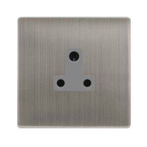 Click Definity Complete 5A Round Pin Socket Stainless Steel Cover Plate Grey Insert