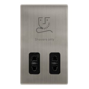 Click Definity Complete 115/230V Dual Voltage Shaver Socket Stainless Steel Cover Plate Black Insert