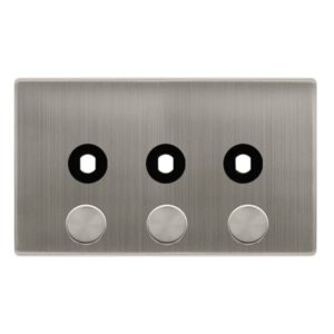 Click Definity Complete 3 Gang Unfurnished Dimmer Plate & Knobs Stainless Steel