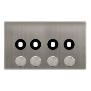 Click Definity Complete 4 Gang Unfurnished Dimmer Plate & Knobs Stainless Steel