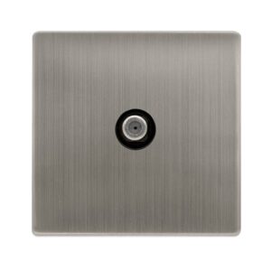 Click Definity Complete Non-Isolated Single Satellite Outlet Stainless Steel Cover Plate Black Insert