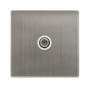 Click Definity Complete Non-Isolated Single Satellite Outlet Stainless Steel Cover Plate Polar White Insert