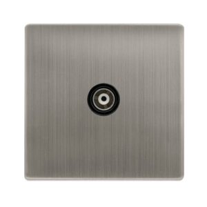 Click Definity Complete Single Isolated Coaxial Outlet Stainless Steel Cover Plate Black Insert