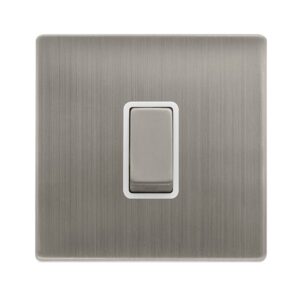 Click Definity Complete 10Ax Ingot 1 Gang 2 Way Switch Stainless Steel Cover Plate Polar White Insert