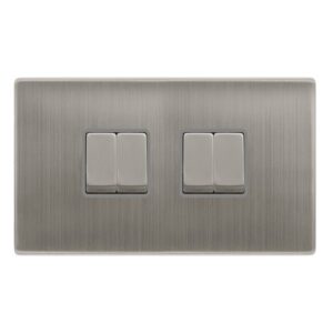 Click Definity Complete 10Ax Ingot 4 Gang 2 Way Switch Stainless Steel Cover Plate Grey Insert