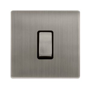 Click Definity Complete 10Ax Ingot 1 Gang Intermediate Switch Stainless Steel Cover Plate Black Insert