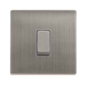 Click Definity Complete 10Ax Ingot 1 Gang Intermediate Switch Stainless Steel Cover Plate Grey Insert
