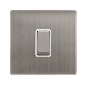Click Definity Complete 10Ax Ingot 1 Gang Intermediate Switch Stainless Steel Cover Plate Polar White Insert