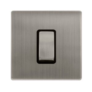 Click Definity Complete 50A Ingot 1 Gang Double Pole Switch Stainless Steel Cover Plate Black Insert