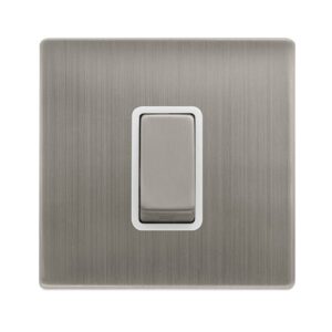 Click Definity Complete 50A Ingot 1 Gang Double Pole Switch Stainless Steel Cover Plate Polar White Insert