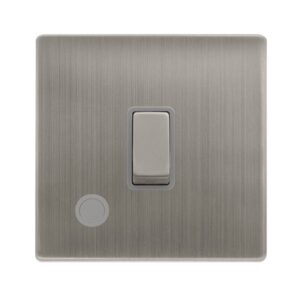 Click Definity Complete 20A Ingot Double Pole Switch With Flex Outlet Stainless Steel Cover Plate Grey Insert