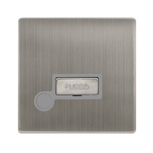 Click Definity Complete 13A Ingot Fused Connection Unit With Optional Flex Outlet Stainless Steel Cover Plate Grey Insert