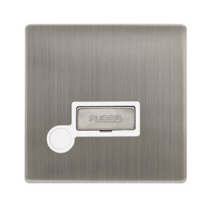 Click Definity Complete 13A Ingot Fused Connection Unit With Optional Flex Outlet Stainless Steel Cover Plate Polar White Insert
