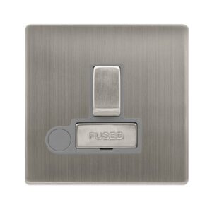 Click Definity Complete 13A Ingot Switched Fused Connection Unit With Optional Flex Outlet Stainless Steel Cover Plate Grey Insert