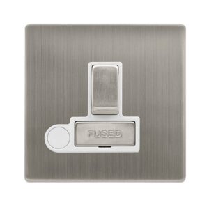Click Definity Complete 13A Ingot Switched Fused Connection Unit With Optional Flex Outlet Stainless Steel Cover Plate Polar White Insert