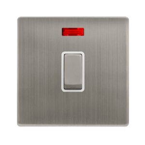 Click Definity Complete 20A Ingot Double Pole Switch With Neon Stainless Steel Cover Plate Polar White Insert