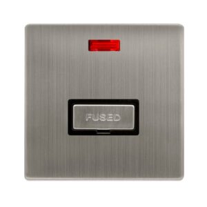 Click Definity Complete 13A Ingot Fused Connection Unit With Neon Stainless Steel Cover Plate Black Insert