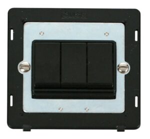 Click Definity 10Ax 3 Gang 2 Way Switch Insert Black
