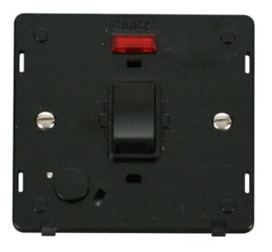 Click Definity 20A Dp Switch With Flex Outlet & Neon Insert Black