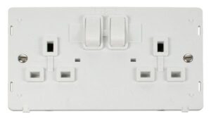 Click Definity 2 Gang 13A Dp Switched Socket Insert White