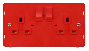 Click Definity 2 Gang 13A Dp Switched Socket Insert Red