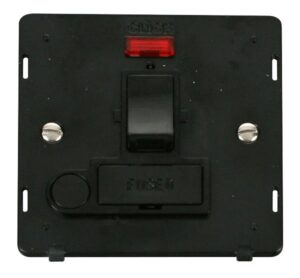 Click Definity 13A Fused Switched Conn. Unit With Flex Outlet & Neon Insert Black