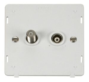 Click Definity Satellite & Coaxial Socket Insert White