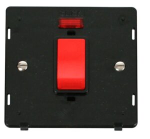 Click Definity 45A 1 Gang Plate Dp Switch With Neon Insert Black