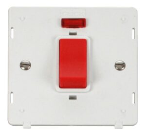 Click Definity 45A 1 Gang Plate Dp Switch With Neon Insert White