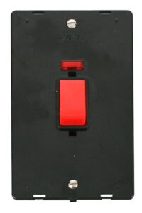 Click Definity 45A 2 Gang Plate Dp Switch With Neon Insert Black