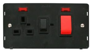 Click Definity 45A Dp Switch 13A Dp Switched Socket With Neons Insert Black