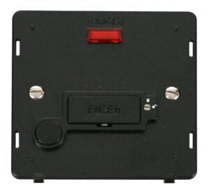 Click Definity 13A Fused Conn. Unit With Flex Outlet & Neon (Lockable) Insert Black