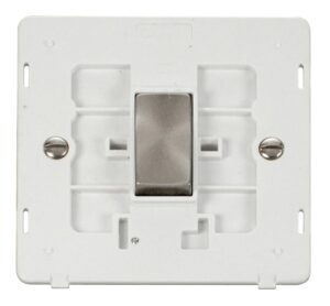 Click Definity Ingot 10Ax 1 Gang 2 Way Switch Insert White / Brushed Stainless