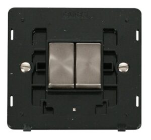 Click Definity Ingot 10Ax 2 Gang 2 Way Switch Insert Black / Brushed Stainless