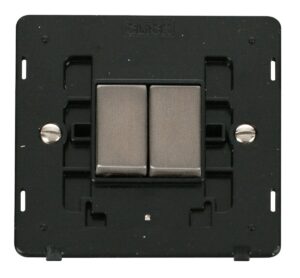 Click Definity Ingot 10Ax 2 Gang 2 Way Switch Insert Black / Stainless Steel