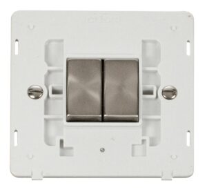 Click Definity Ingot 10Ax 2 Gang 2 Way Switch Insert White / Brushed Stainless