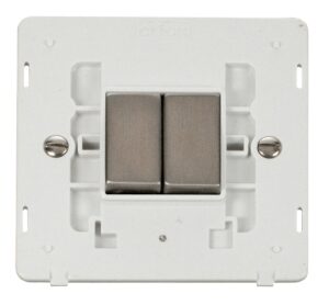 Click Definity Ingot 10Ax 2 Gang 2 Way Switch Insert White / Stainless Steel