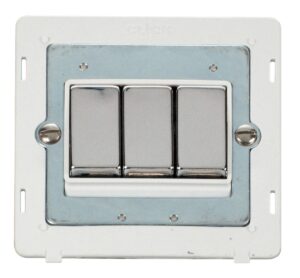 Click Definity Ingot 10Ax 3 Gang 2 Way Switch Insert White / Chrome