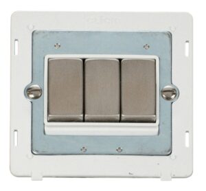 Click Definity Ingot 10Ax 3 Gang 2 Way Switch Insert White / Stainless Steel