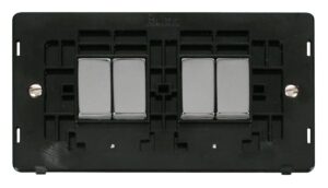 Click Definity Ingot 10Ax 4 Gang 2 Way Switch Insert Black / Chrome