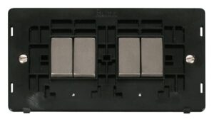 Click Definity Ingot 10Ax 4 Gang 2 Way Switch Insert Black / Stainless Steel